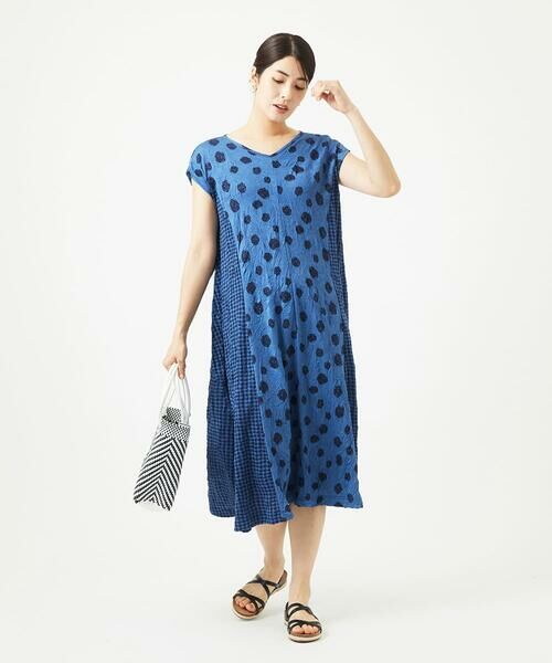 GIANNI LO GIUDICE / ジャンニ・ロ・ジュディチェ ロング・マキシ丈ワンピース | [洗える・日本製]麻混ドットワッシャージャガードワンピース | 詳細1