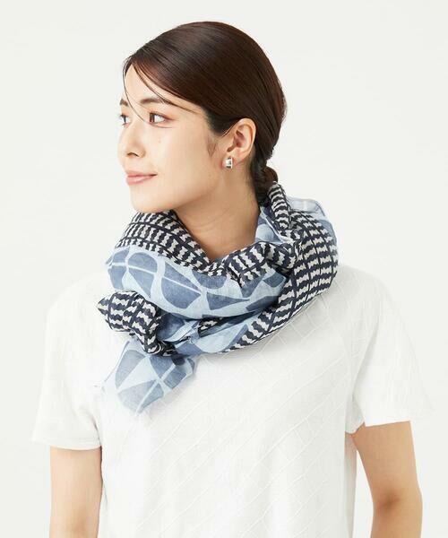 GIANNI LO GIUDICE / ジャンニ・ロ・ジュディチェ マフラー・ショール・スヌード・ストール | ビーンズ幾何プリントストール（ブルー）