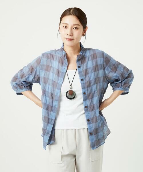 GIANNI LO GIUDICE / ジャンニ・ロ・ジュディチェ シャツ・ブラウス | [洗える]シャーリングチェックシャツブラウス | 詳細21