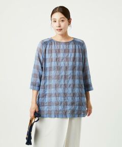 GIANNI LO GIUDICE / ジャンニ・ロ・ジュディチェ シャツ・ブラウス | [洗える]シャーリングチェックチュニックブラウス