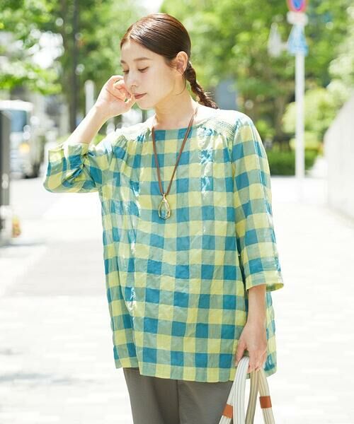 GIANNI LO GIUDICE / ジャンニ・ロ・ジュディチェ シャツ・ブラウス | [洗える]シャーリングチェックチュニックブラウス | 詳細1