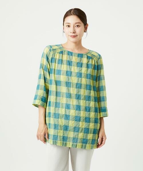 GIANNI LO GIUDICE / ジャンニ・ロ・ジュディチェ シャツ・ブラウス | [洗える]シャーリングチェックチュニックブラウス | 詳細3