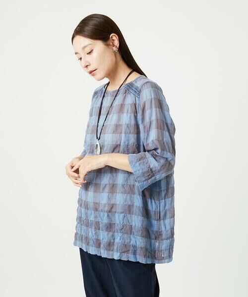 GIANNI LO GIUDICE / ジャンニ・ロ・ジュディチェ シャツ・ブラウス | [洗える]シャーリングチェックチュニックブラウス | 詳細19