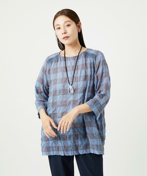GIANNI LO GIUDICE / ジャンニ・ロ・ジュディチェ シャツ・ブラウス | [洗える]シャーリングチェックチュニックブラウス | 詳細20
