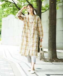 ジャンニロジュディチェ七分袖麻ワンピース GIANNI LO GIUDICE / ジャンニ・ロ・ジュディチェ （レディース