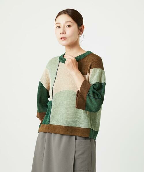 GIANNI LO GIUDICE / ジャンニ・ロ・ジュディチェ ニット・セーター | [洗える]透かし柄インターシャプルオーバーニット | 詳細1