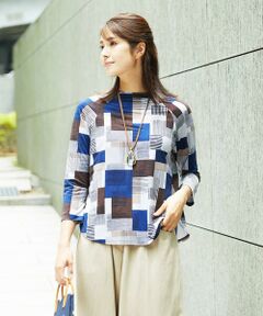 GIANNI LO GIUDICE / ジャンニ・ロ・ジュディチェ カットソー | [接触冷感・洗える]ルービックブロックプリント七分袖カットソー