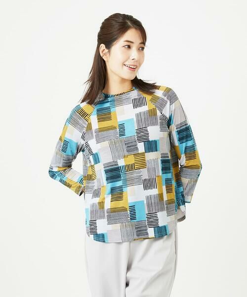 GIANNI LO GIUDICE / ジャンニ・ロ・ジュディチェ カットソー | [接触冷感・洗える]ルービックブロックプリント七分袖カットソー | 詳細1