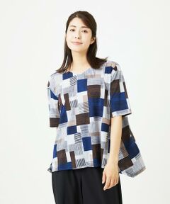 GIANNI LO GIUDICE / ジャンニ・ロ・ジュディチェ カットソー | [接触冷感・洗える]ルービックブロックプリント五分袖カットソー