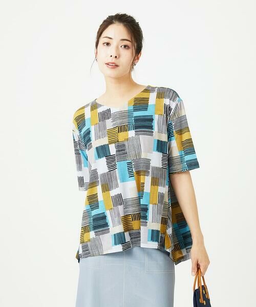 GIANNI LO GIUDICE / ジャンニ・ロ・ジュディチェ カットソー | [接触冷感・洗える]ルービックブロックプリント五分袖カットソー | 詳細2