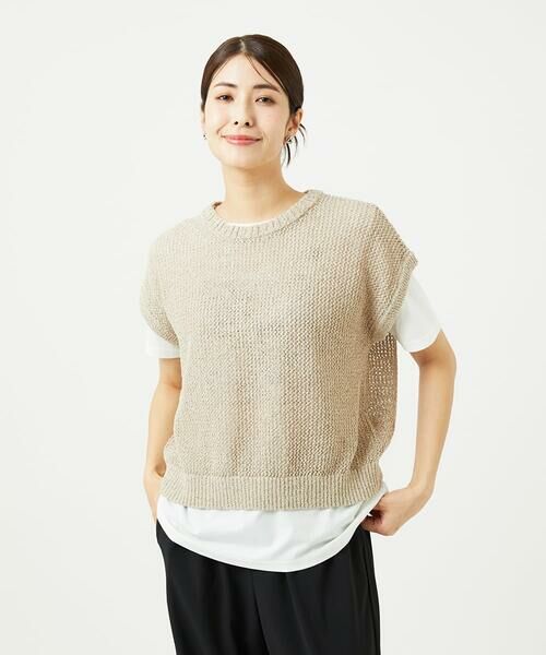 BRIEFING メッシュセーター 半袖L ベージュ セール】 [洗える]Peメッシュニット （ニット・セーター