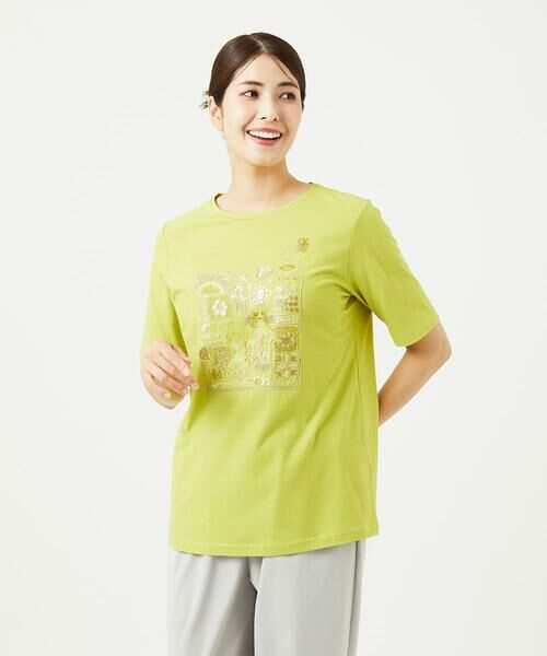 GIANNI LO GIUDICE / ジャンニ・ロ・ジュディチェ カットソー | [接触冷感・洗える・日本製]クールローレルスカイコット刺繍カットソー | 詳細2