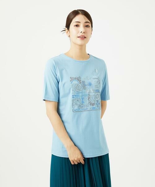 GIANNI LO GIUDICE / ジャンニ・ロ・ジュディチェ カットソー | [接触冷感・洗える・日本製]クールローレルスカイコット刺繍カットソー | 詳細8