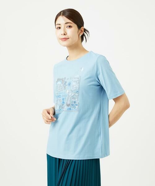 GIANNI LO GIUDICE / ジャンニ・ロ・ジュディチェ カットソー | [接触冷感・洗える・日本製]クールローレルスカイコット刺繍カットソー | 詳細9