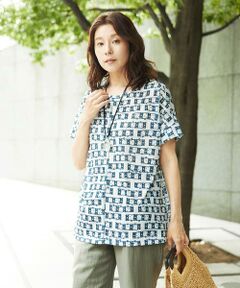 GIANNI LO GIUDICE / ジャンニ・ロ・ジュディチェ カットソー | [洗える・日本製]融着幾何プリントドルマンカットソー