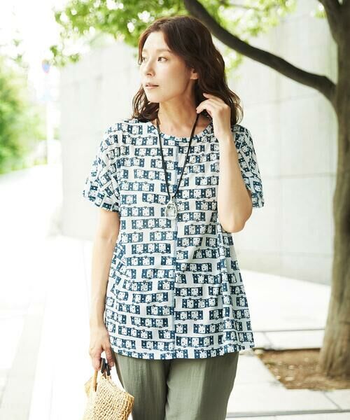 GIANNI LO GIUDICE / ジャンニ・ロ・ジュディチェ カットソー | [洗える・日本製]融着幾何プリントドルマンカットソー | 詳細1