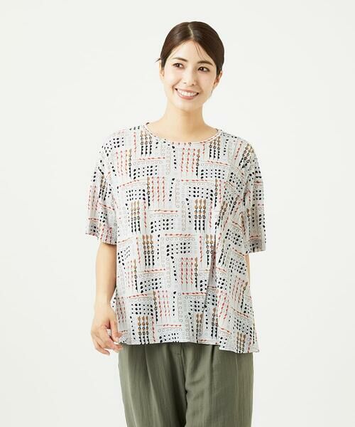 GIANNI LO GIUDICE/ジャンニ・ロ・ジュディチェ [接触冷感・洗える]ラインドットプリントカットソー オレンジ M