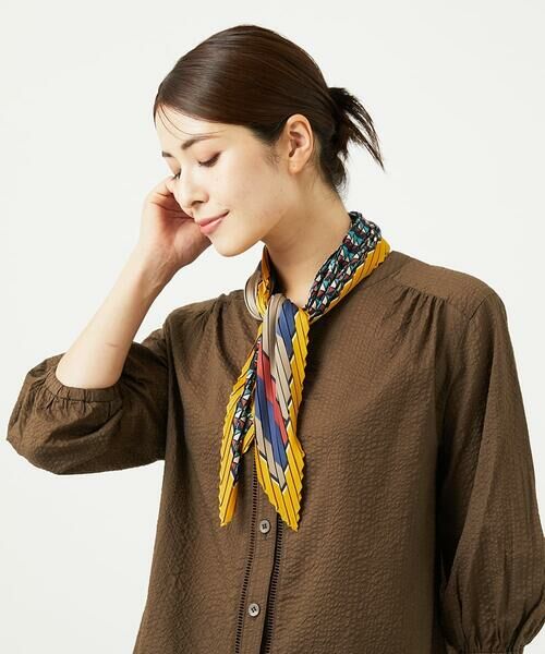 GIANNI LO GIUDICE / ジャンニ・ロ・ジュディチェ マフラー・ショール・スヌード・ストール | ストライプ幾何プリーツプチスカーフ | 詳細1