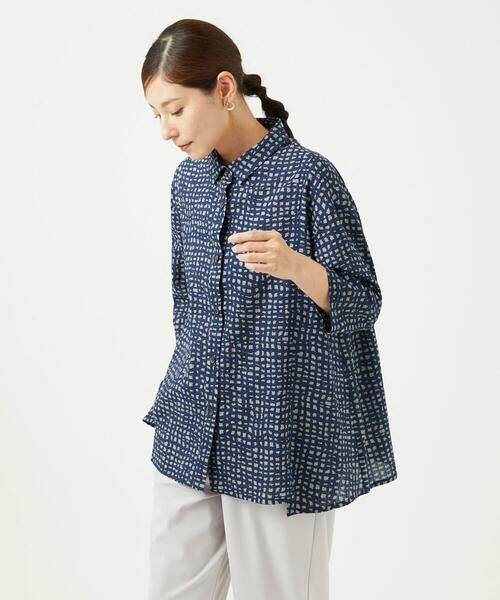 GIANNI LO GIUDICE / ジャンニ・ロ・ジュディチェ シャツ・ブラウス | [洗える・日本製]ミラクルウェーブブロックプリントブラウス | 詳細1