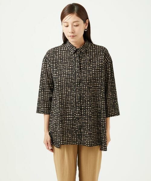 GIANNI LO GIUDICE / ジャンニ・ロ・ジュディチェ シャツ・ブラウス | [洗える・日本製]ミラクルウェーブブロックプリントブラウス | 詳細11