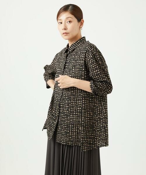 GIANNI LO GIUDICE / ジャンニ・ロ・ジュディチェ シャツ・ブラウス | [洗える・日本製]ミラクルウェーブブロックプリントブラウス | 詳細7
