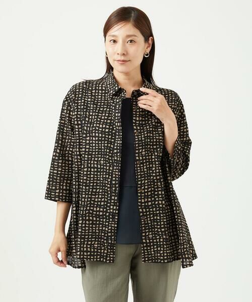GIANNI LO GIUDICE / ジャンニ・ロ・ジュディチェ シャツ・ブラウス | [洗える・日本製]ミラクルウェーブブロックプリントブラウス | 詳細8