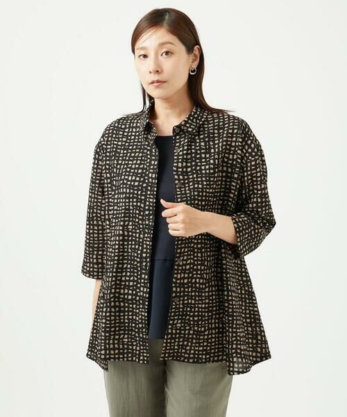 GIANNI LO GIUDICE / ジャンニ・ロ・ジュディチェ シャツ・ブラウス | [洗える・日本製]ミラクルウェーブブロックプリントブラウス | 詳細9