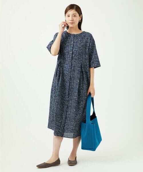 GIANNI LO GIUDICE / ジャンニ・ロ・ジュディチェ ロング・マキシ丈ワンピース | [洗える・日本製]ミラクルウェーブブロックプリントワンピース | 詳細4