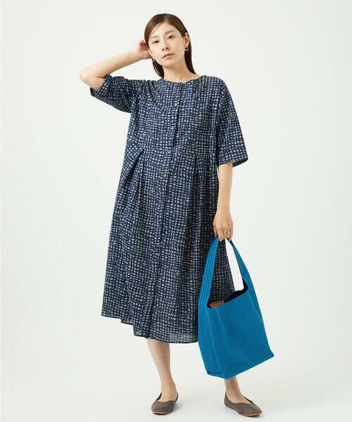 GIANNI LO GIUDICE / ジャンニ・ロ・ジュディチェ ロング・マキシ丈ワンピース | [洗える・日本製]ミラクルウェーブブロックプリントワンピース | 詳細5
