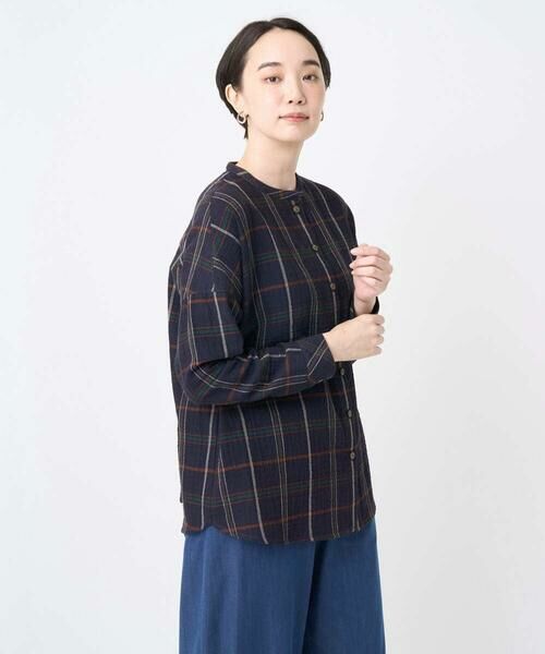 GIANNI LO GIUDICE / ジャンニ・ロ・ジュディチェ シャツ・ブラウス | [洗える・日本製]二重織チェック前開きブラウス | 詳細1