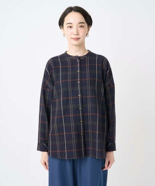 GIANNI LO GIUDICE / ジャンニ・ロ・ジュディチェ シャツ・ブラウス | [洗える・日本製]二重織チェック前開きブラウス | 詳細4