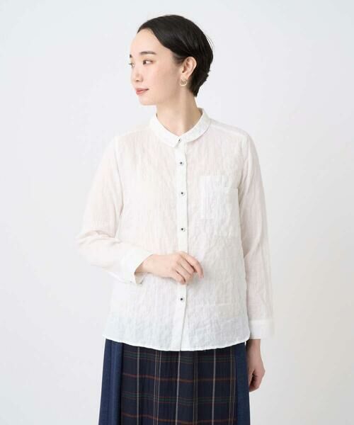 GIANNI LO GIUDICE / ジャンニ・ロ・ジュディチェ シャツ・ブラウス | [洗える・日本製]ヘリンボンシャーリングブラウス | 詳細1