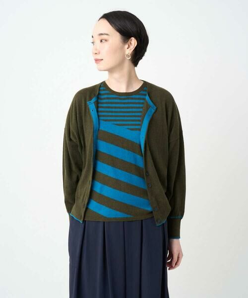 GIANNI LO GIUDICE/ジャンニ・ロ・ジュディチェ [洗える]シルク混ニットカーディガン ダークカーキ M