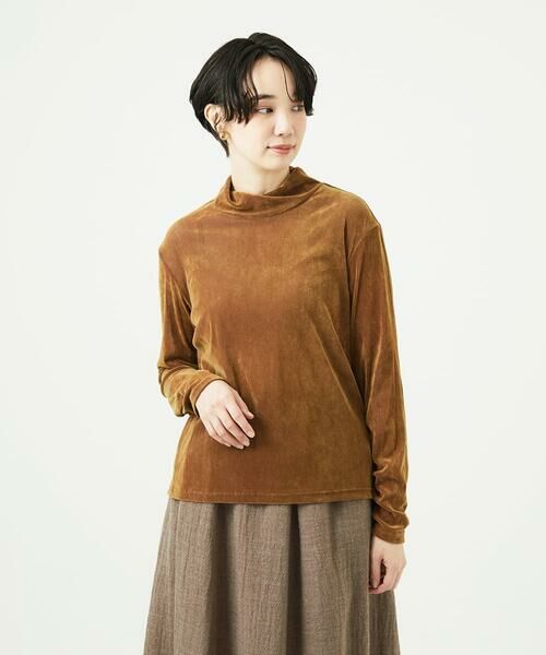 GIANNI LO GIUDICE/ジャンニ・ロ・ジュディチェ [洗える・日本製]タマムシパイルフロッキーカットソー ブラウン L