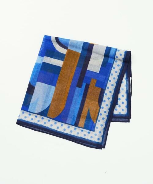 GIANNI LO GIUDICE/ジャンニ・ロ・ジュディチェ [洗える]ミニキカスクエアストール ブルー F