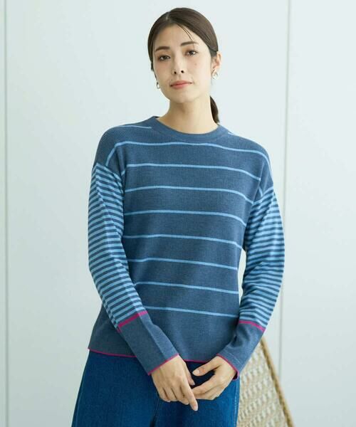 GIANNI LO GIUDICE / ジャンニ・ロ・ジュディチェ ニット・セーター | [洗える]T/Cエコボーダーニット（ブルー）