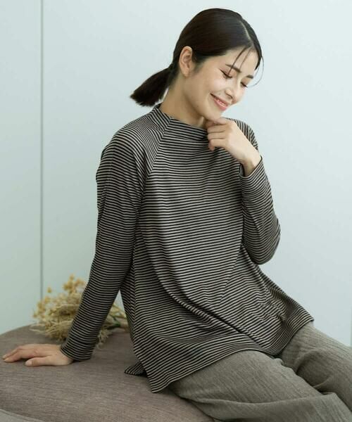 GIANNI LO GIUDICE / ジャンニ・ロ・ジュディチェ カットソー | [洗える・日本製]リヨセルミラノハーフボーダーカットソー（ベージュ）