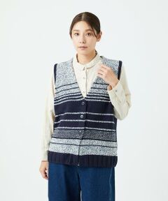 GIANNI LO GIUDICE / ジャンニ・ロ・ジュディチェ セットアップ | [洗える]カスリパネルボーダーニットベスト