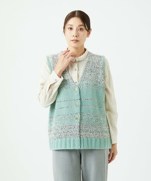 GIANNI LO GIUDICE / ジャンニ・ロ・ジュディチェ セットアップ | [洗える]カスリパネルボーダーニットベスト | 詳細10