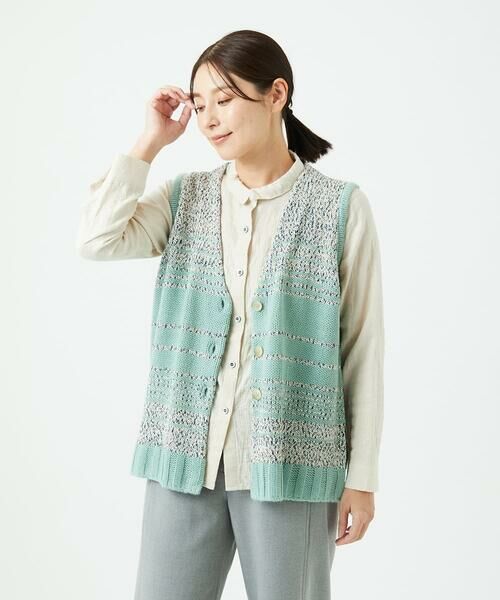 GIANNI LO GIUDICE / ジャンニ・ロ・ジュディチェ セットアップ | [洗える]カスリパネルボーダーニットベスト | 詳細6