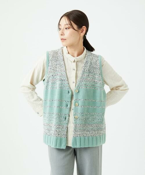 GIANNI LO GIUDICE / ジャンニ・ロ・ジュディチェ セットアップ | [洗える]カスリパネルボーダーニットベスト | 詳細7