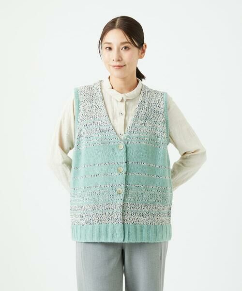 GIANNI LO GIUDICE / ジャンニ・ロ・ジュディチェ セットアップ | [洗える]カスリパネルボーダーニットベスト | 詳細9