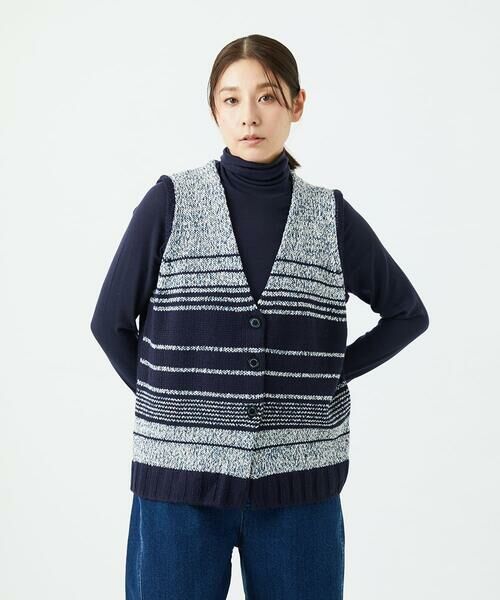 GIANNI LO GIUDICE / ジャンニ・ロ・ジュディチェ セットアップ | [洗える]カスリパネルボーダーニットベスト | 詳細18