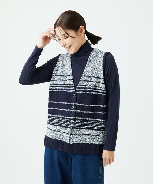 GIANNI LO GIUDICE / ジャンニ・ロ・ジュディチェ セットアップ | [洗える]カスリパネルボーダーニットベスト | 詳細19