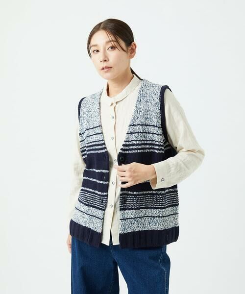 GIANNI LO GIUDICE / ジャンニ・ロ・ジュディチェ セットアップ | [洗える]カスリパネルボーダーニットベスト | 詳細23