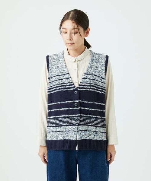 GIANNI LO GIUDICE / ジャンニ・ロ・ジュディチェ セットアップ | [洗える]カスリパネルボーダーニットベスト | 詳細25