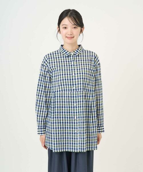 GIANNI LO GIUDICE / ジャンニ・ロ・ジュディチェ シャツ・ブラウス | [洗える]塩縮ギンガムプリントチュニックブラウス | 詳細9