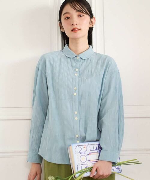 GIANNI LO GIUDICE / ジャンニ・ロ・ジュディチェ シャツ・ブラウス | [洗える]シャドーボイルドット前開きブラウス（ライトブルー）