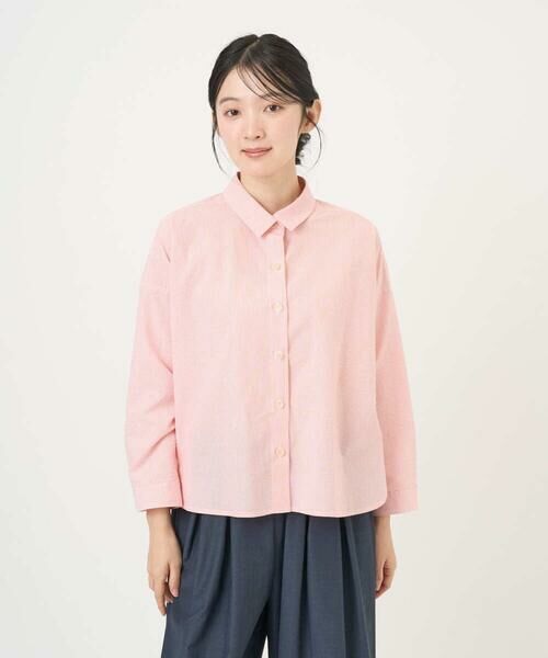 GIANNI LO GIUDICE / ジャンニ・ロ・ジュディチェ シャツ・ブラウス | [洗える・日本製]コットンシャーリングストライプブラウス | 詳細1