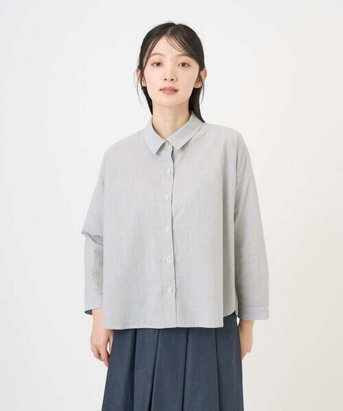 GIANNI LO GIUDICE / ジャンニ・ロ・ジュディチェ シャツ・ブラウス | [洗える・日本製]コットンシャーリングストライプブラウス | 詳細14